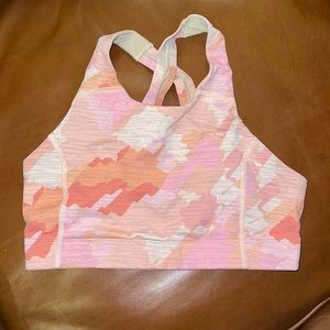 Outdoor Voices techsweat pink camo key bra